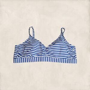 Kona Sol Blue and White Striped Bralette Bikini Top 26W